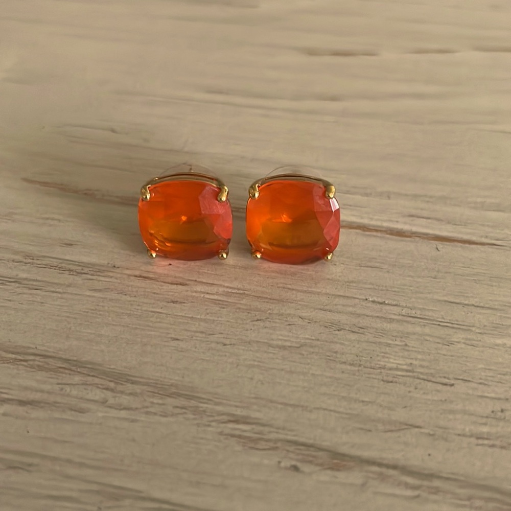 Kate Spade orange square earrings trimmed in gold